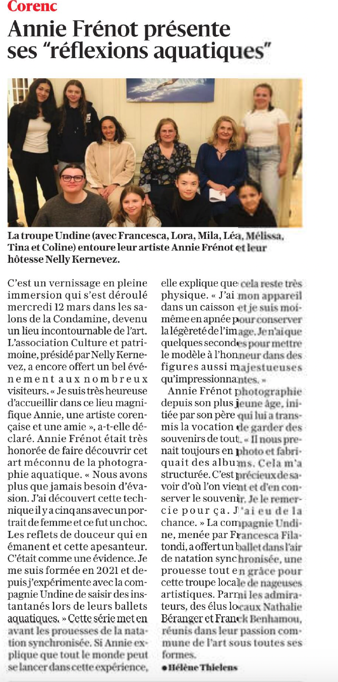 article Dauphine Libéré exposition aquatique Annie Frenot Corenc