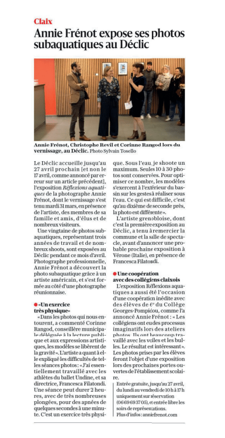 Article du Dauphiné Libéré 3 avril 2026